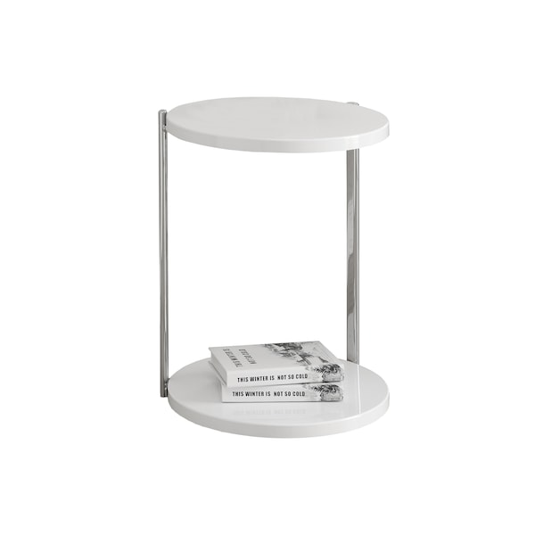 Accent Table - Glossy White / Chrome Metal